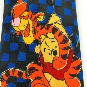 Pooh Men's Novelty Necktie: Winnie The Pooh & Tigger w/ Balloon. Blue. Poly. VGC